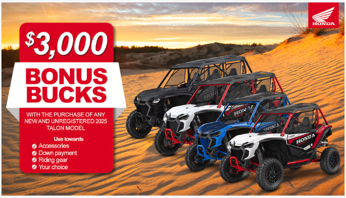 Honda – $3,000 Bonus Bucks on Talon models