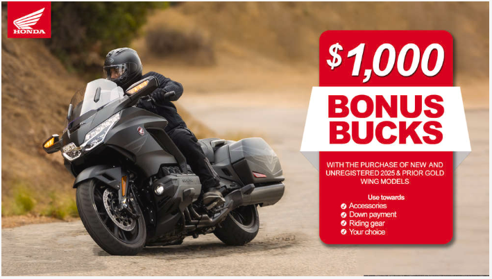 Honda – $1,000 Bonus Bucks on Wing models